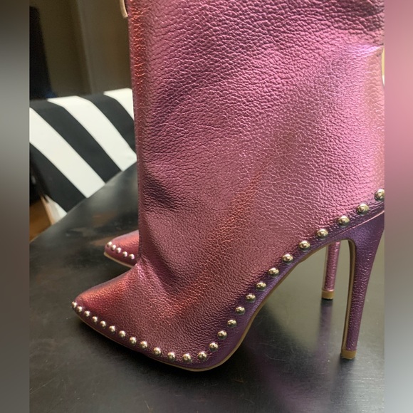 Wild Diva Pointy Toe Studded Booties - Picture 5 of 14